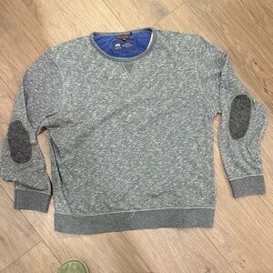 Barbour Gray Crewneck Sweater with Elbow Patches